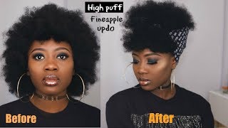 How To | High Puff UPDO  Fineapple Tutorial Hair wrap
