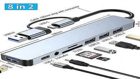 8 In 2 USB HUB With Splitter Card Reader, USB C Port, USB 3.0 / 2.0, SD/TF Splitter Card R
