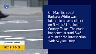 Barbara White Injured in Car Accident on R.M. 1431 in Llano County