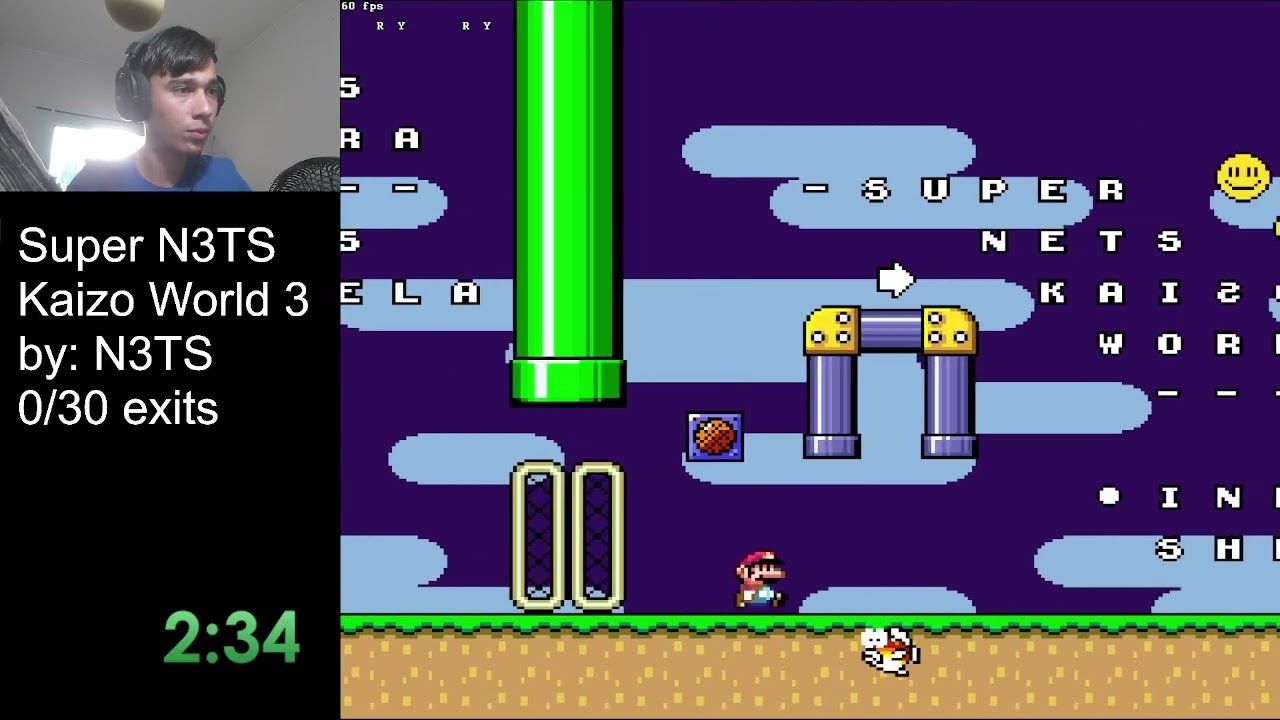 Super N3TS Kaizo World 3 blind playthrough - part 1