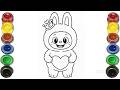 Cute Labubu Doll Drawing for kids, Painting &amp; Coloring for kids, Toddlers | Let's Draw Together