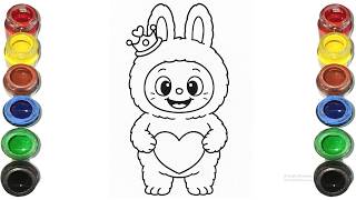 Cute Labubu Doll Drawing for kids, Painting &amp; Coloring for kids, Toddlers | Let's Draw Together