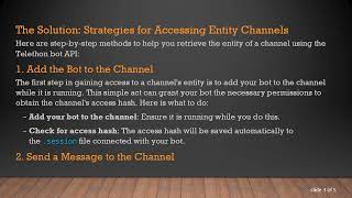 How to Access Entities in a Channel Using the Telethon Bot API