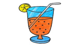How to draw a drink glass of juice | Juice glass drawing | Glass drawing |