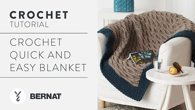 Simple chunky crochet blanket tutorial (FREE Bernat blanket yarn