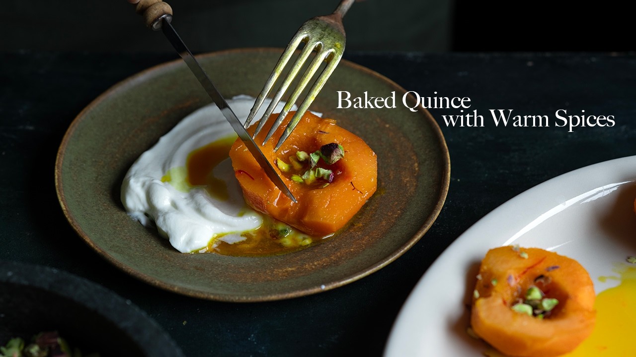 Baked Quince with Saffron & Spices | Cozy Winter Dessert 🍊✨