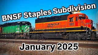 Just Trains on the BNSF Staples Subdivision - January 2025