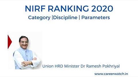 NIRF RANKING 2020:Category|Discipline|Parameters for top institutions in India