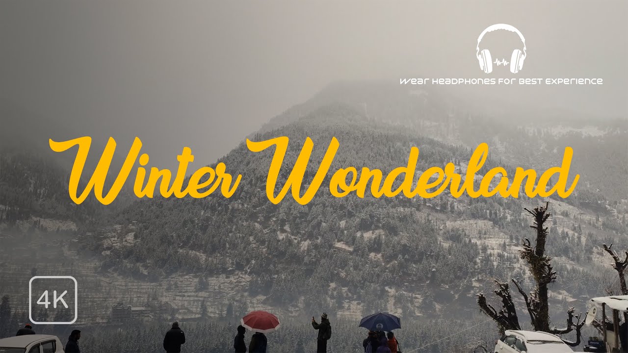 Walking in Snowfall: Vashisht Village (Binaural Ambience Sounds) 4K ASMR