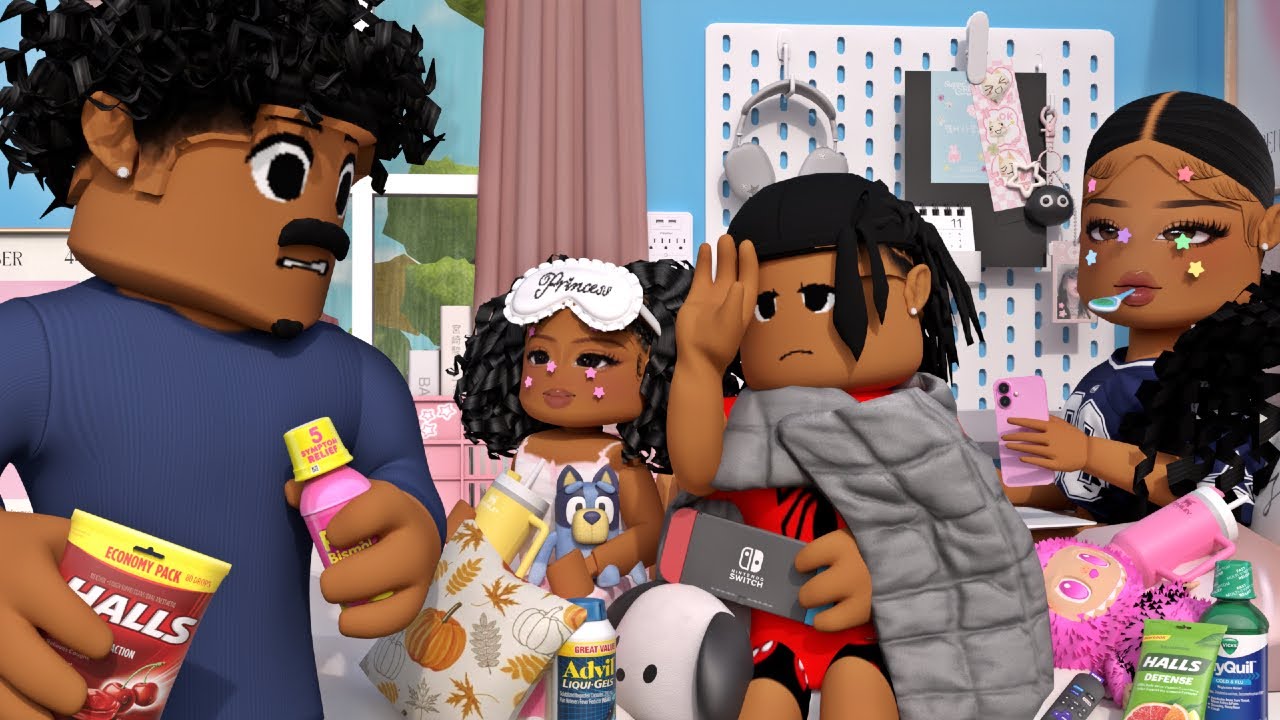 *FALL* FAMILY SICK DAY! 🍃🌧️*STORMING.. COLD* | Roblox Bloxburg Family Roleplay