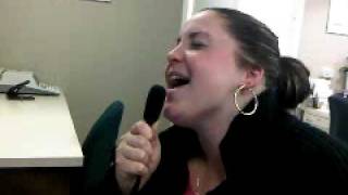 Christina singing Hanna Montana song at work