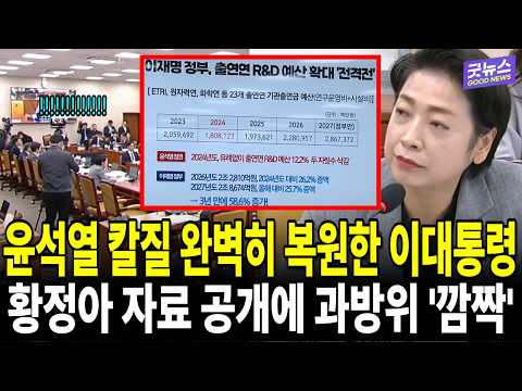 윤석열 칼질된 R&amp;D예산, 완벽히 복원한 이대통령! 황정아 자료 공개에 과방위 '깜짝'