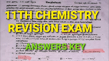 11th chemistry revision exam answers key 2022 | Tamil medium