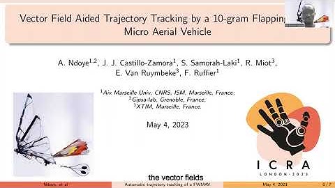 ICRA2023 presentation video. Vector Field AidedTrajectory Tracking by a 10-gram FWMAV