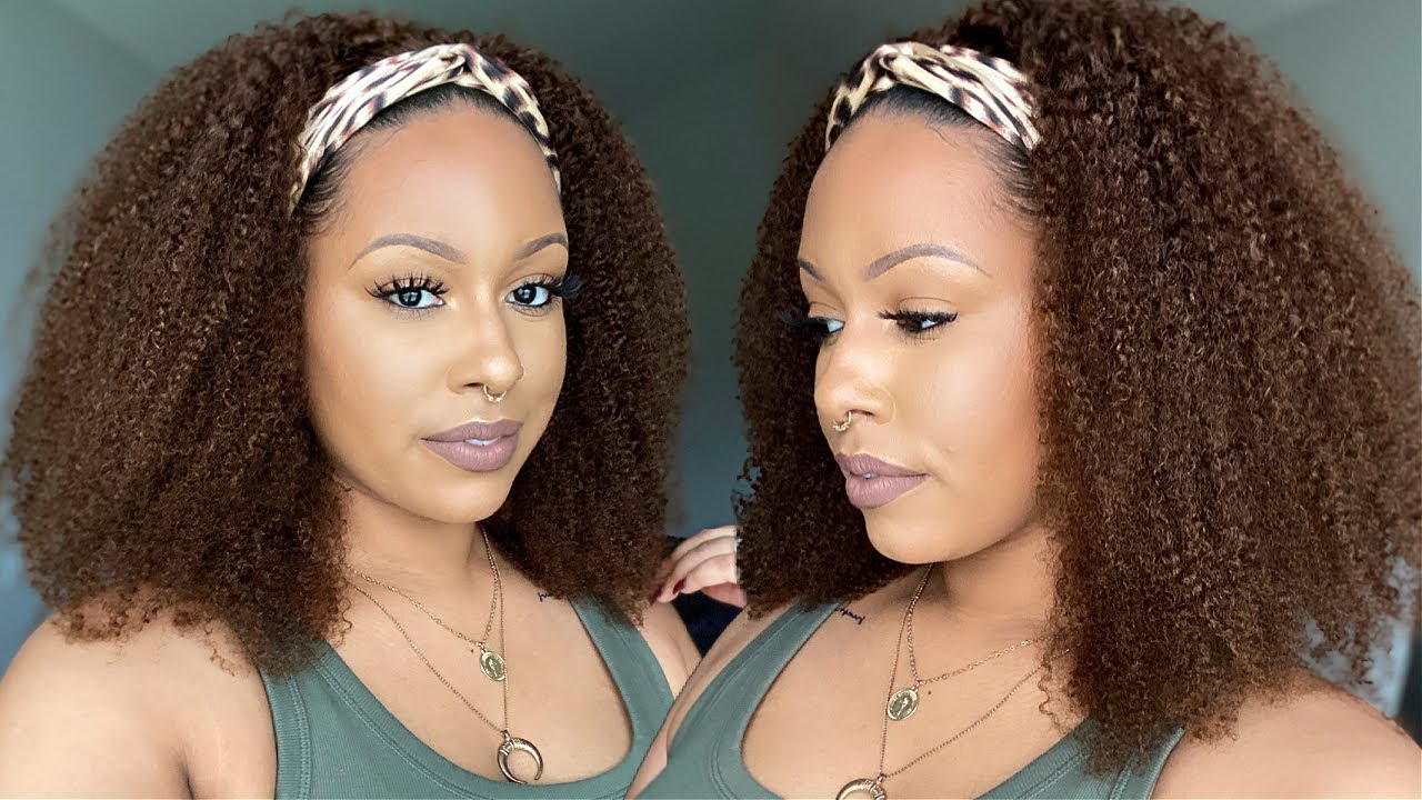 Ooh la la A Chocolate Brown Kinky Curly Human Hair Headband Wig! | ft. YGWigs