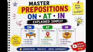 🔥 Master Prepositions in English ON • AT • IN Explained Simply A1–B2