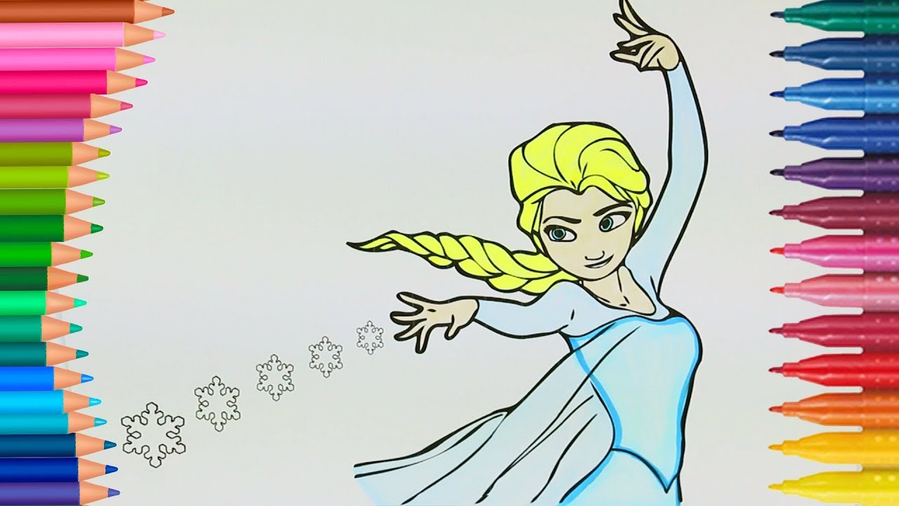 Frozen Kralice Elsa Boyama Sayfasi Ile Renkleri Ogreniyorum