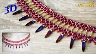 Beaded Necklace with Bugle and Thorn Beads. Presentation