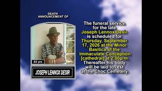 Joseph Lennox Desir ~ Short Obituary