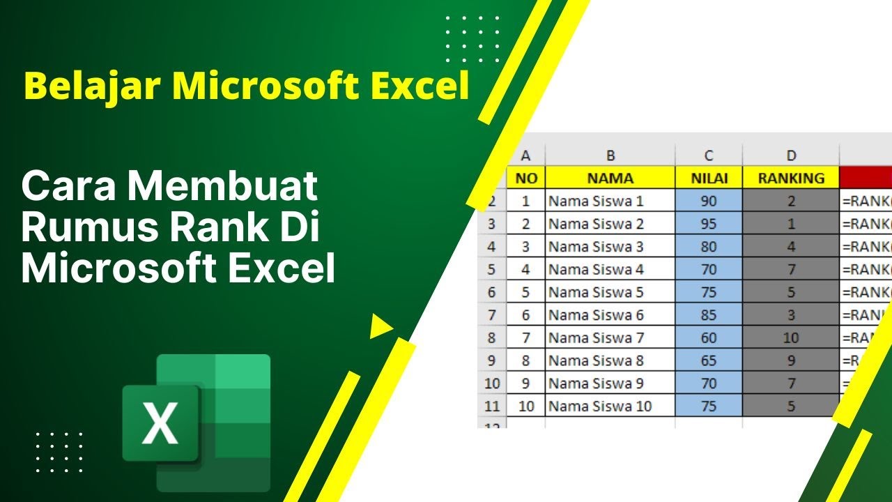 Cara Membuat Rumus Ranking Di Microsoft Excel - YouTube