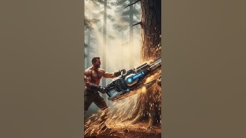 one monsters are cutting down a tree using a giant chainsaw #chainsaw #stihl #treecutting
