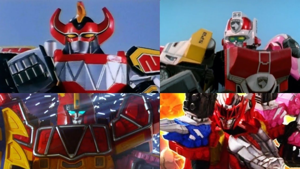 Power Rangers All Megazord First Battle (Mighty Morphin - Dino