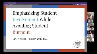 January 2024 VFC Webinar: Emphasizing Student Involvement While Avoiding Student Burnout