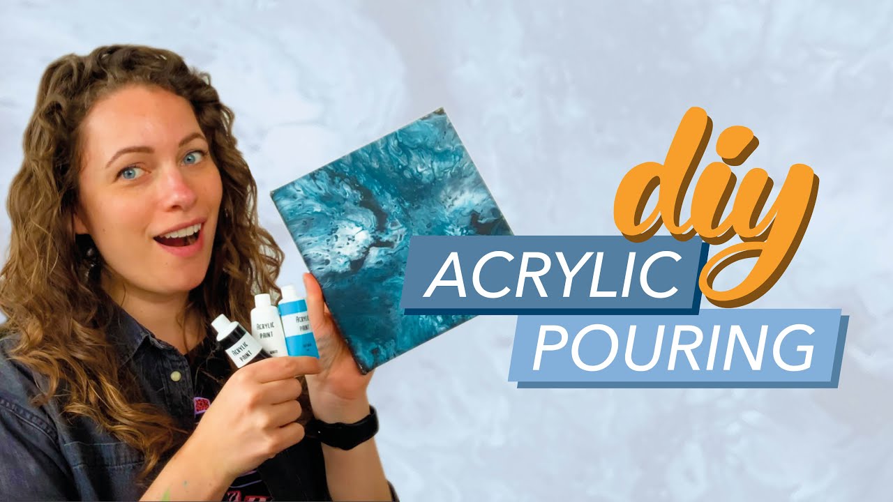 DIY ACRYLIC POURING | USING PAINT AND WATER | TRYING THIS FOR THE FIRST ...
