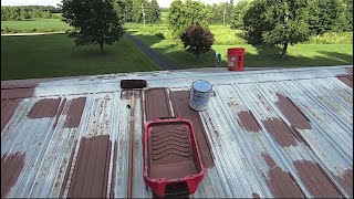 DIY Kem Bond Red Oxide Primer on Metal Roof THE HARD WAY