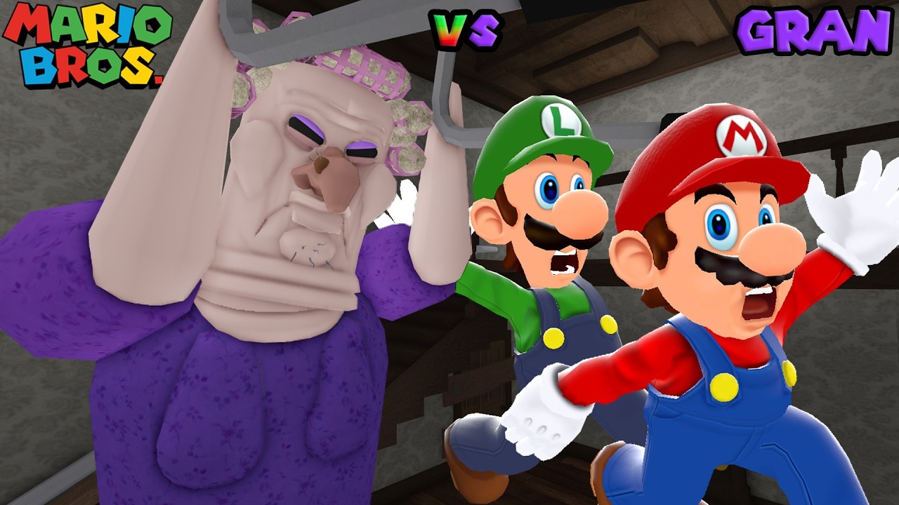 Super Mario and Luigi in GRUMPY GRAN! New Animation! #roblox Scary Obby ...