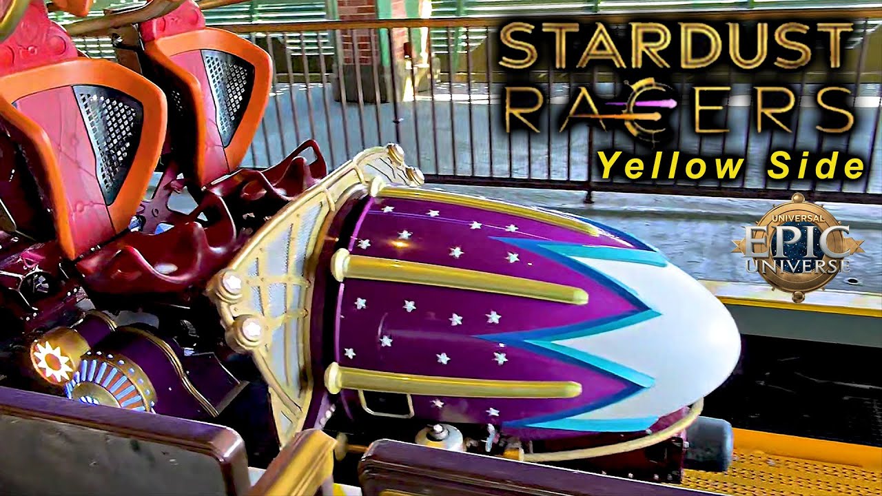 2025 Stardust Racers Roller Coaster Yellow Side On Ride Front Seat