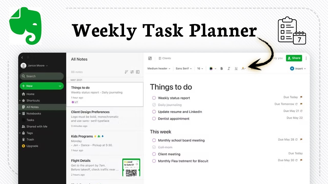 How to use Evernote to organize your weekly tasks
