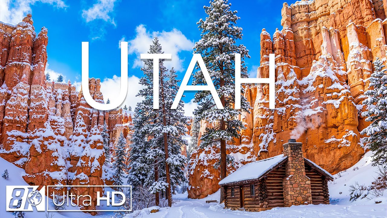 Winter in Utah 8K | Winter Realms of Red Rock Canyons, Frozen Alpine Forests & Silent Winter Trails