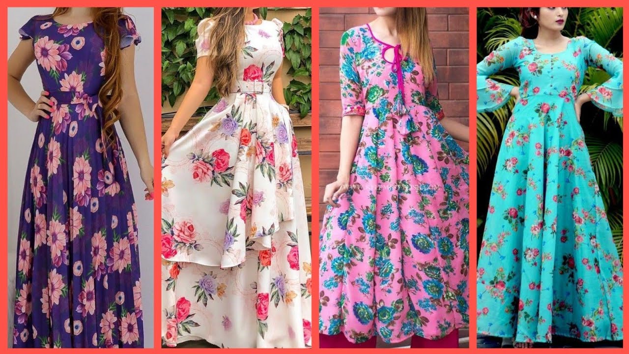 Chiffon Floral Print Maxi Dress|Chiffon 