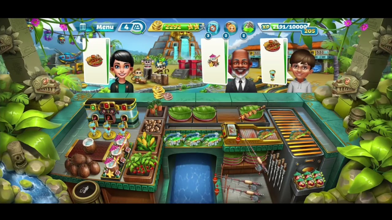 Cooking Fever : The Tropical Hideout 🐟🌴🫑 Level 40, 3 Stars ✨✨