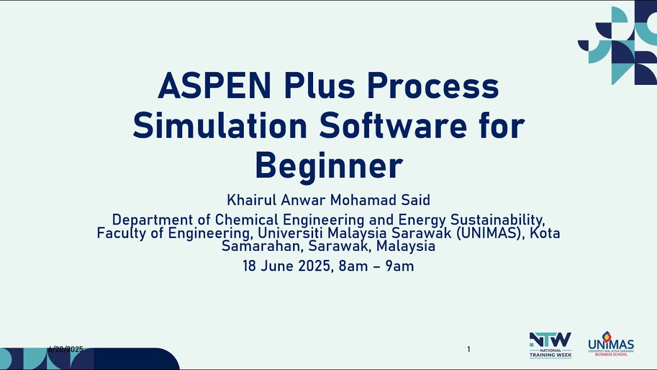 Introduction to ASPEN Plus V14 - National Training Week 25 - YouTube