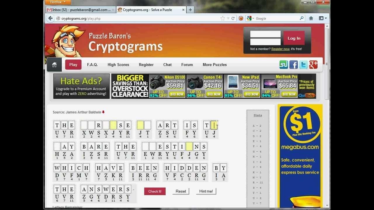 Solving a cryptogram at cryptograms youtube