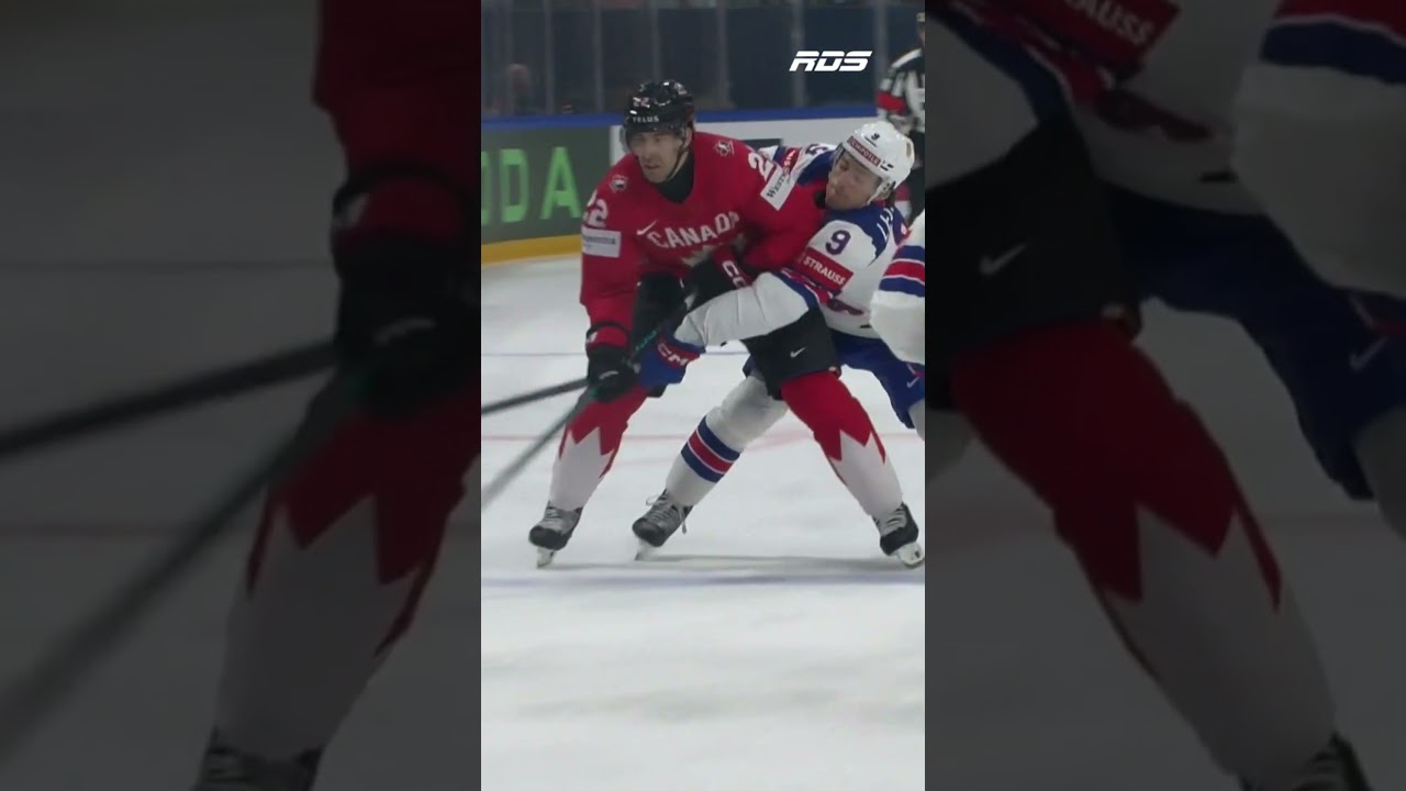 Ryan Lindgren a été expulsé pour son geste salaud à l’endroit d’Evan Bouchard! #IIHF