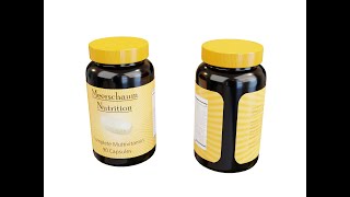 Multivitamin Supplement Nutrition Pill Bottle 3D Model Computer Graphics Rendering Blender CGI