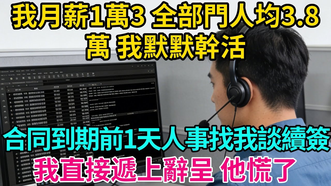 我月薪1萬3，全部門人均3.8萬，我默默幹活，合同到期前一天人事找我談續簽，我沒給他開口機會直接遞上辭呈，他慌了【奇譚異聞錄】