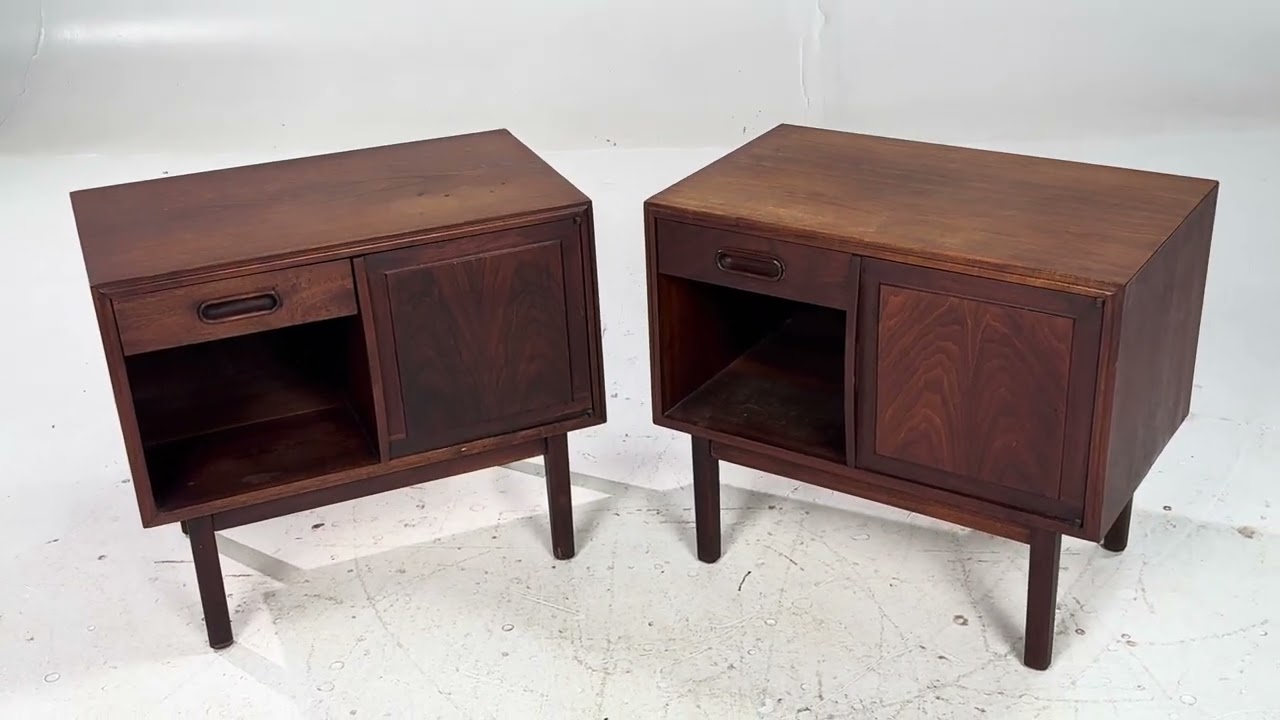 Jack Cartwright for Founders Mid Century Walnut Nightstands - Pair