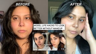 i tested model hacks to look better without makeup *does it actually work*