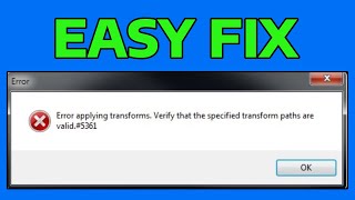 How To Fix Error Applying Transforms Error in Windows