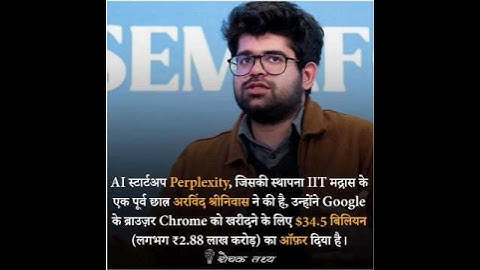An IIT Madras Graduate, Aravind Srinivas, Behind Perplexity Al, Valued at Over $9 Billion #shorts