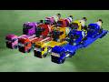 Colorful trucks - TRNASPORTING ALL COLORFUL CAT BAKCHOE EXCAVATOR, MIXER TRUCKS WITH DUMP TRUCK