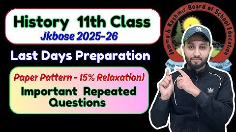 History 11th Class - Last Days Preparation  - Important Repeated Questions from last 05 Year Pyqs