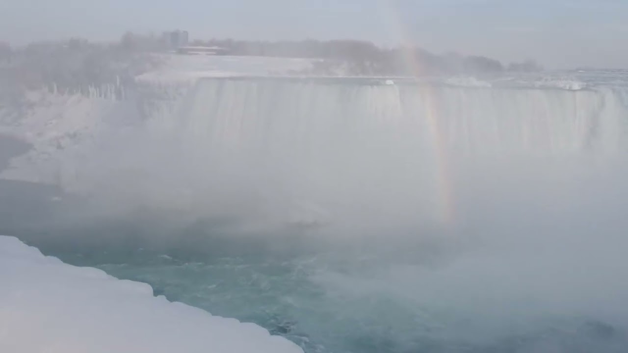 Horseshoe Falls Crystal Clear Water Winter Rainbow. Niagara Falls, Ontario, Canada.20220201 155126