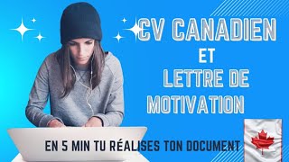 Conceptions des CV et LETTRE DE MOTIVATION au Format canadiens