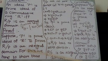 "P" is prime ideal iff R/P is an integral domain | Hafsa Malik