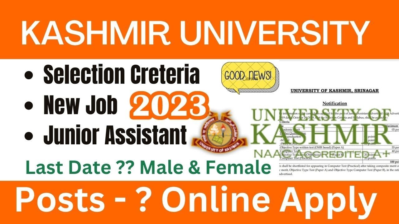 Junior assistant syllabus Kashmir University 2023